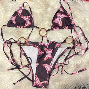 Purple & Pink Butterfly Bikini Size Small